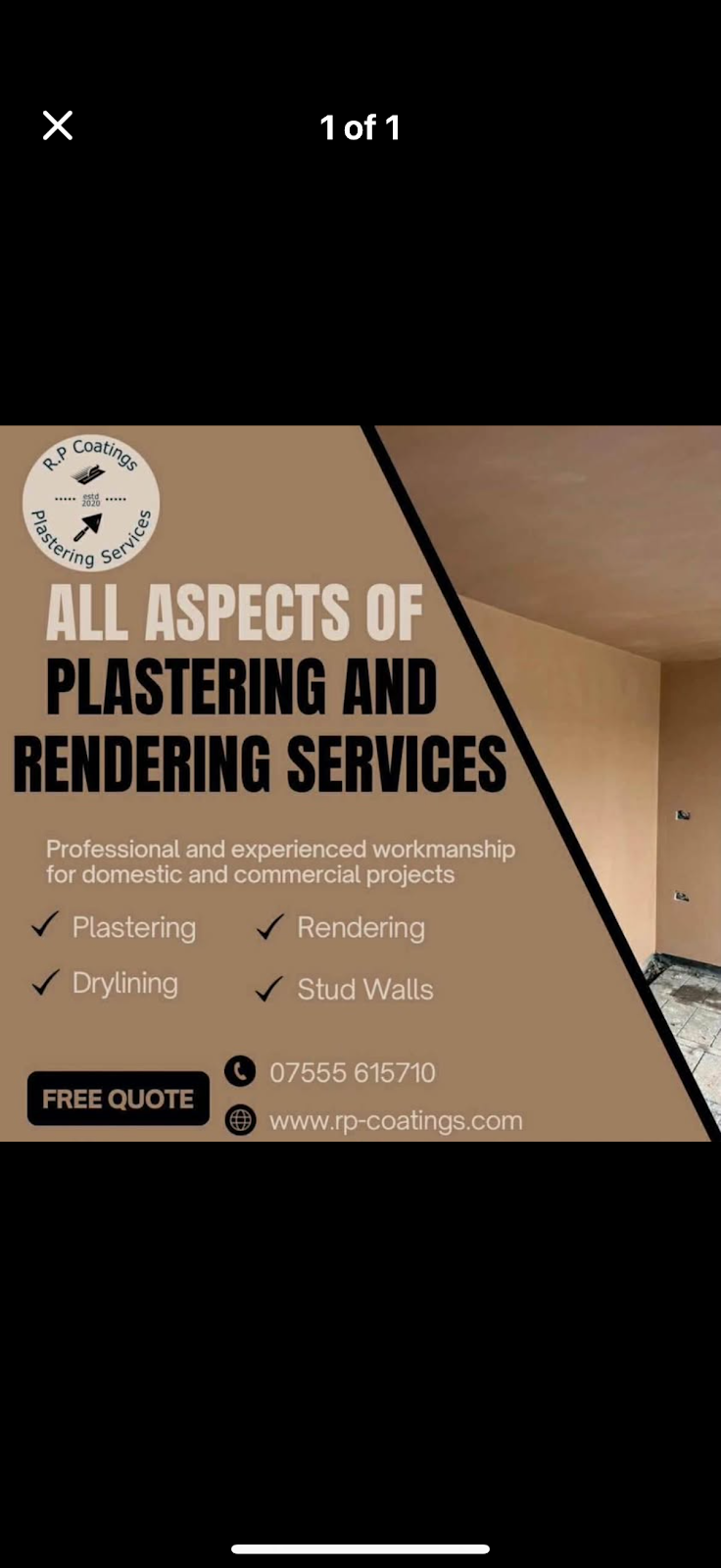 R P Coatings plastering & property repairs.